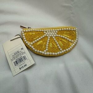 Beaded lemon coin purse